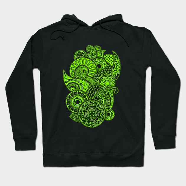 Abstract Mandala design (green on black) Hoodie by calenbundalas